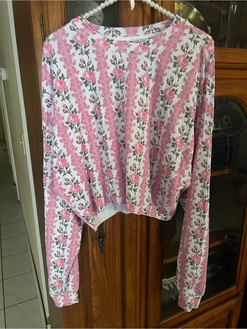 Women's Pink Floral Long-Sleeve Top